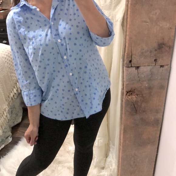 COVINGTON blue polka dot button down top size 18W - Picture 2 of 4